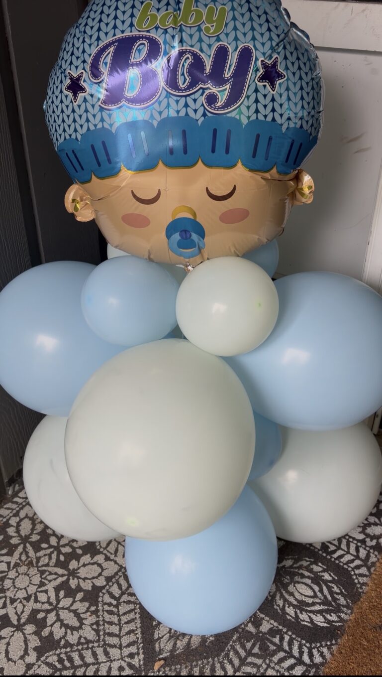 The Langley Party People baby boy balloon decor