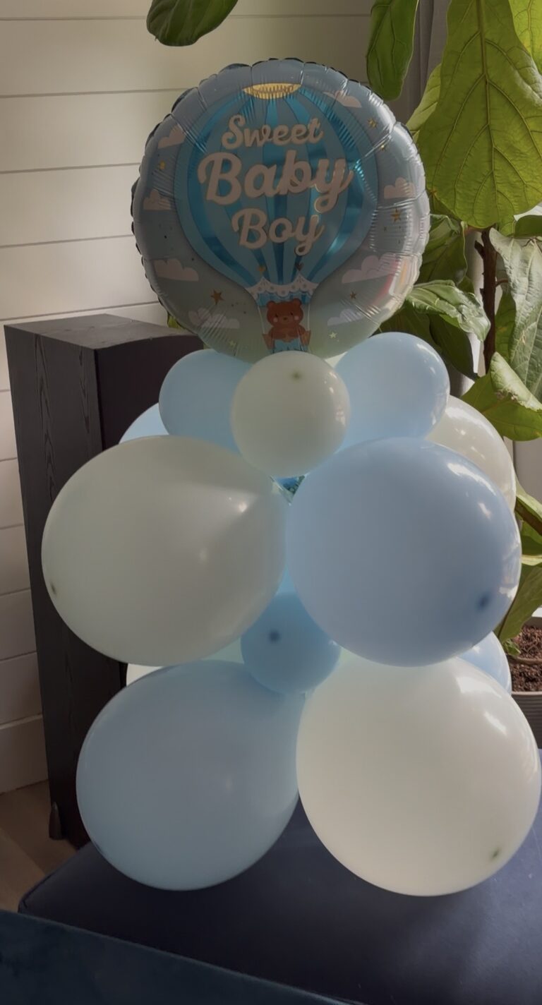 The Langley Party People baby shower balloon stack
