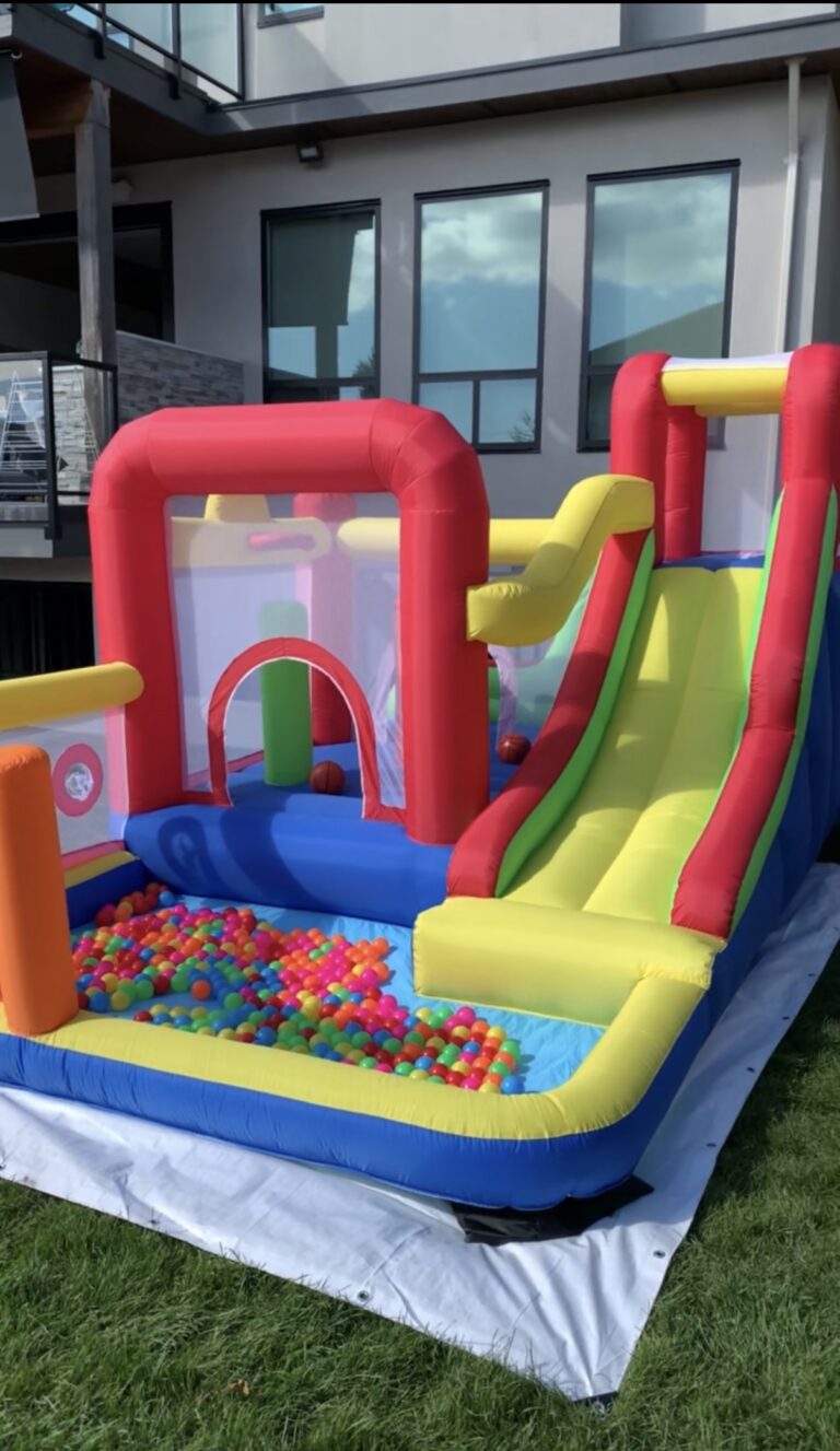 The Langley Party People bounce castle with slide and ball pit